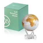 Mova Globe - Pearl White And Gold Signature 6" Solar-powered Rotating World Globe For Desk Elegant Modern Decor No Batteries Or