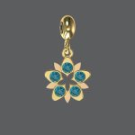 Gold Blue Zircon Crystal Flower Charm