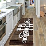 Chic Cutlery Design Kitchen Rug - Non-slip Stain & Water Resistant Machine Washable Soft Polyester Blend For Living Room & Bedro