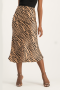 Natalie Satin Midi Skirt - Nude Animal Print - XS