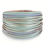 1PC Boho Mint Leather Bracelet For Men Women Fashion Thin Strips Multilayer Wide Wrap Bracelet Jewelry Gift