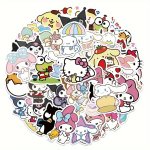 Kawaii Sticker Set 50PCS - Cute Kuromi Cinnamoroll My Melody & Hello Kitty Decals For Laptop Phones Water Bottles - Single Use P