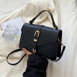 Women's Elegant Crossbody Bag With Edge Paint - Solid Color Pu Leather Square Purse With Polyester Lining And Buckle Closure For