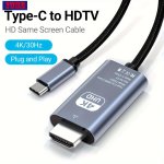 USB C To Hdtv Cable For Home Office 201.17CM 4K@30HZ USB Type C To Hdtv Cable Thunderbolt 4 3 Compatible With For Iphone 15 Pro