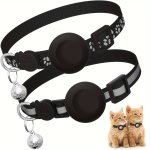 2 Pack For Airtag Cat Collar Breakaway With Bell Reflective Kitten Collar With Cat Collar Holder Adjustable 17.78-30.48CM Safety