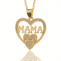 1pc Delicate Letter Mama Pattern Hollow Heart-shaped Pendant Necklace