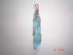 Aqua Aura Quartz Wire Wrapped Pendant F312