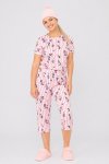 Ladies Printed Short Sleeve 3 4 Pyjama Set
