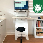 A-stand Height Adjustable Mobile Sit-stand Standing Desk For Home Office - Matt White Laminated Surfaces