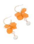 Goldair Gold Orange Petal Pearl Drop Earrings