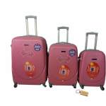 Smte -360 Degree Quad Wheel Luggage With Smte Tag 3 Piece Pink Bubble Gum With Keychain