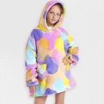 Kids Pretty Pastel Oversized Plush Blanket Hoodie