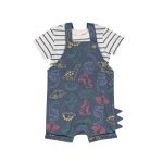 Boys Dino Printed 3D Dungaree Set