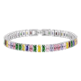 925 Sterling Silver Multi-coloured Tennis Bracelet