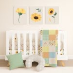 Floral Cot Bedding Set Sunflower Patchwork Pastel
