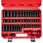 3 8" Drive Impact Socket Set 48-PIECE Standard Sae 5 16 To 3 4 Inch And Metric 8-22MM Size 3" And 6" Drive Extension Bar Impact