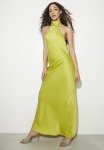 Satin Halter Dress - Apple Green