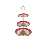 Glass Plate 3 Tiers 25X25X33CM - Tree With Baubles
