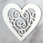 White Resin Heart Swirl White