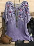 Plus Size Floral Print T-Shirt Casual Crew Neck Short Sleeve T-Shirt Women's Plus Sizeclothing