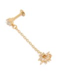 Goldair Gold Plated Surgical Steel Cubic Zirconia Drop Star Chain Single Flat Back Stud