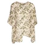 Oversized Asymmetrical Leaf Print Top - Forest Green Free
