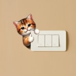 Adorable Cat Cartoon Wall Switch Sticker 1PC Vinyl Animal Light Switch Decor Washable Self-adhesive Wallpaper Easy Apply & Remov