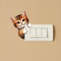 Adorable Cat Cartoon Wall Switch Sticker 1PC Vinyl Animal Light Switch Decor Washable Self-adhesive Wallpaper Easy Apply & Remove For Bedroom Bathroom Home Enhancement