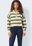 New Alice Long Sleeve Half Zip Knit - Foliage Green & Irish Cream