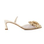 Slip-on Raffia Heels -ivory