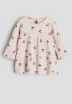 Patterned Jersey Dress - Light Pink & Cherries