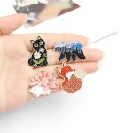 Cute Animal Brooch Set - Fox Polar Bear Hedgehog Kitten With Flower Design - Non-slip Buckle Clothes Pin - Perfect For Adding Pe