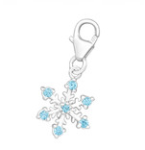Aria 925 Sterling Silver Snowflake Dangle Charm - Blue Aqua Cz