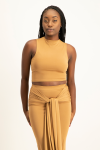 Hazel High Neck Crop Top - Toasted Coconut - M