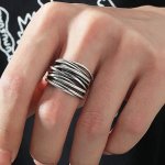 1PC Multi-layer Winding Ring Personality Trendy Retro Open Adjustable Ring