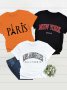 3 Packs City Name Print T-shirts Casual Crew Neck Short Sleeve T-Shirt For Spring & Summer Women's Clothing