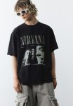 Loose Fit Vintage-look Printed T-Shirt - Black