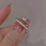 2-PIECE Adjustable Open Rings Set For Girls Perfect Gift For Birthdays Holidays And Parties Sparkling Heart Design Ring