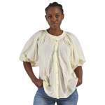 Wide Stripe Bubble Sleeve Shirt - Lime Free