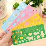 4PCS Drawing Toys Painting Template Boards Plastic Ruler Art Craft Learning Draw Educational Toys Holiday Gift Random Color