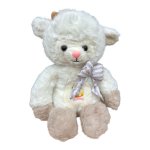 Plush Soft Toy 50CM - White Lamb Purple Striped Bow