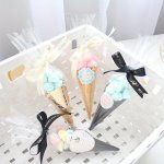 50PCS Cone Shaped Cellophane Gift Bags With Golden Twist Ties For Party Favors Wedding Birthday - Plastic Treat Bags For Popcorn