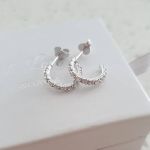 Karina 925 Sterling Silver Crystal Half Hoop Earrings Size: 2X14MM