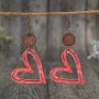 Hollow Red Heart Design Dangle Earrings Retro Bohemian Style Wooden Jewelry Valentine's Day Gift For Lovers