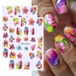 2PCS Vibrant Floral Nail Art Stickers - Self-adhesive Embellished Design For Diy Manicures & Pedicures