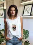 Floral Skull Vest - White - Small