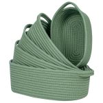 Cubesland Small Cotton Rope Storage Basket Set 5 Shelves Baskets For Organizing With Handle Decorative Closet Storage Bins For C