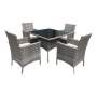 Smte Contour Outdoor 5 Piece Rattan Patio Furniture Set Grey With Keychain