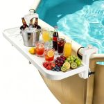 Winemana Pool Bar For Above Ground Pool Swim Up Bar 38.4" X12" Adjustable Poolside Table Foldable Swimming Pool Shelf Fits Round