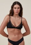 Cotton On Everyday Lace Triangle Padded Bralette - Black